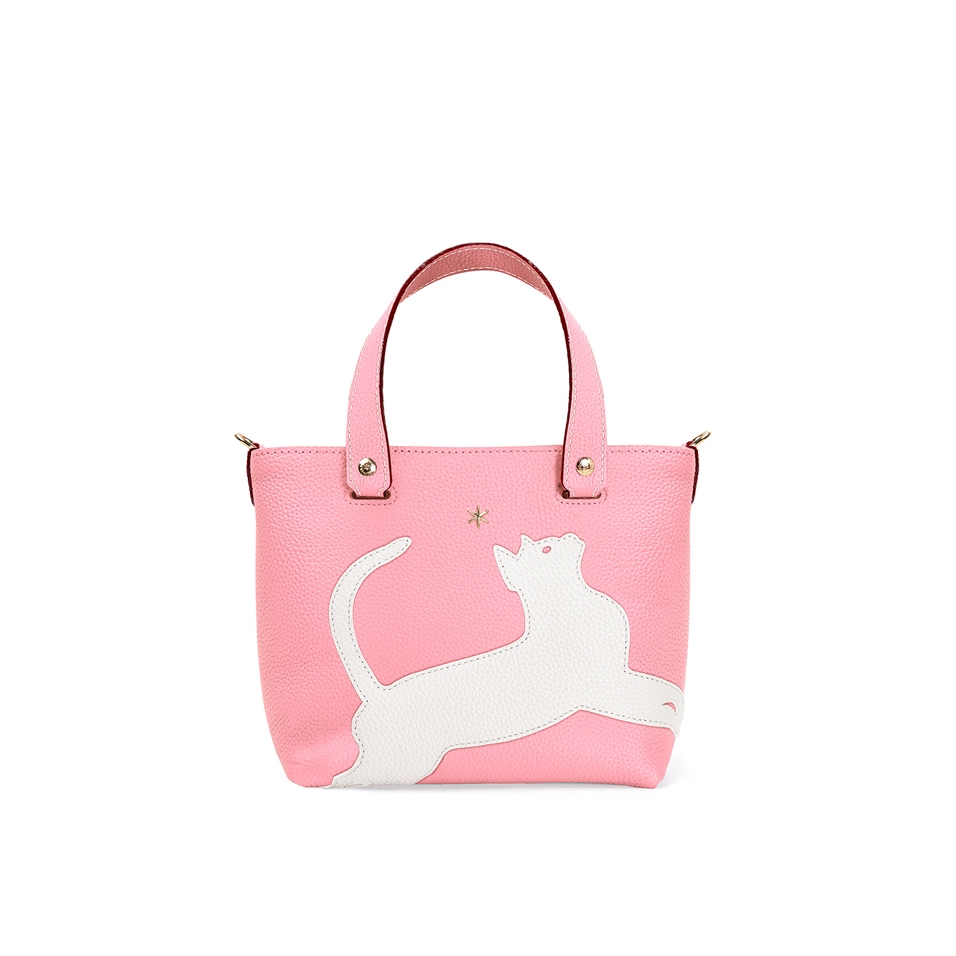 'En L'Air le Sac Le Chat' Nappa Leather Handbag Light Pink & Gold