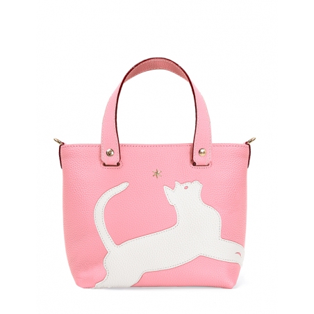 'En L'Air le Sac Le Chat' Nappa Leather Handbag Light Pink & Gold