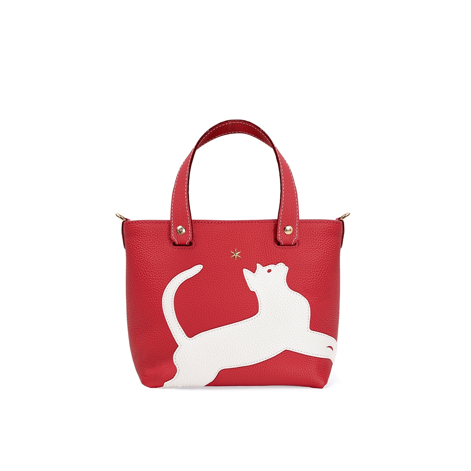 'En L'Air le Sac Le Chat' Sac Cabas Cuir Nappa Écrevisse & Or