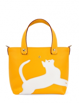 'En L'Air le Sac Le Chat' Sac Cabas Cuir Nappa Miel & Or