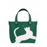 'En L'Air le Sac Le Chat' Sac Cabas Cuir Nappa Vert Pin & Or