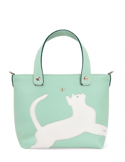 'En L'Air le Sac Le Chat' Sac Cabas Cuir Nappa Opaline & Or