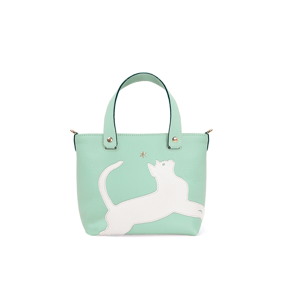 'En L'Air le Sac Le Chat' Sac Cabas Cuir Nappa Opaline & Or