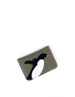 'En L'Air Carte Pingouin' Porte Carte Cuir Nappa Élephant