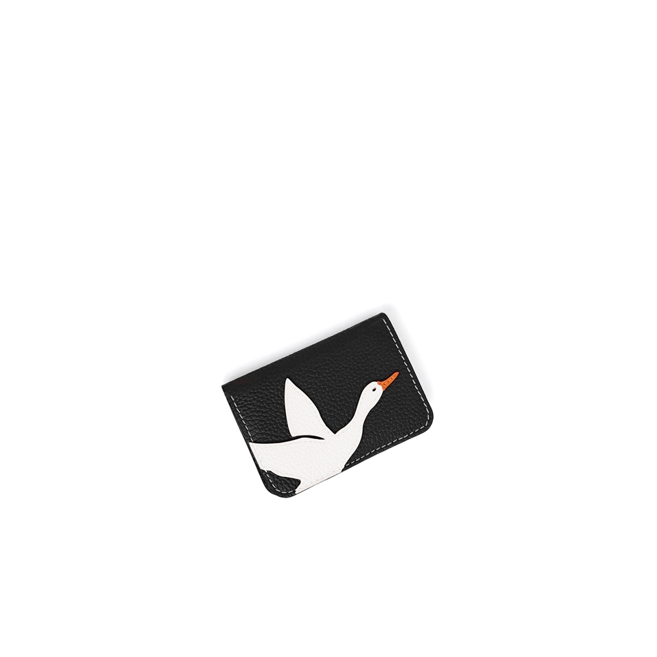 'En L'Air Carte Oie' Nappa Leather Card Holder Black