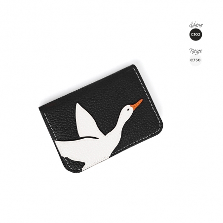 'En L'Air Carte Oie' Nappa Leather Card Holder Black