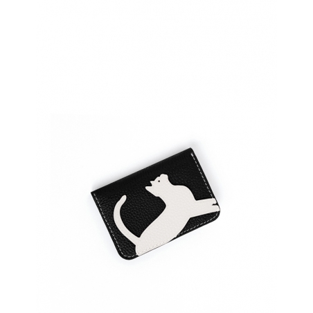 'En L'Air Carte Le Chat'  Nappa Leather Card Holder Black