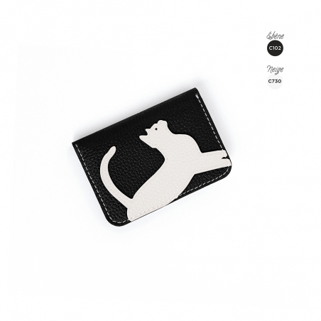'En L'Air Carte Le Chat'  Nappa Leather Card Holder Black