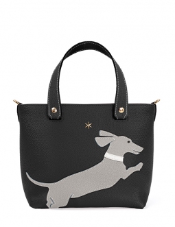 'En L'Air le Sac Téckel' Sac Cabas Cuir Nappa Ébène & Or