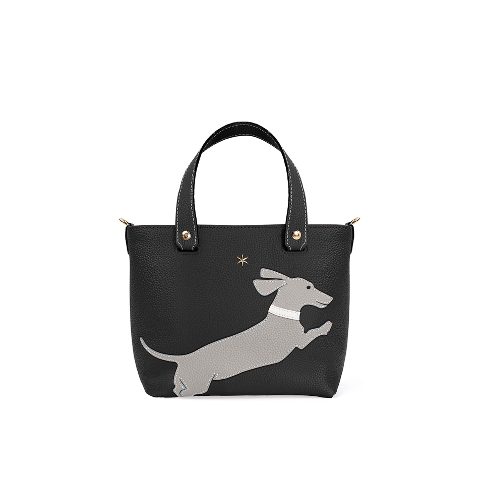 'En L'Air le Sac Téckel' Nappa Leather Handbag Black & Gold
