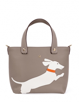 'En L'Air le Sac Téckel' Nappa Leather Handbag Warm Grey & Gold