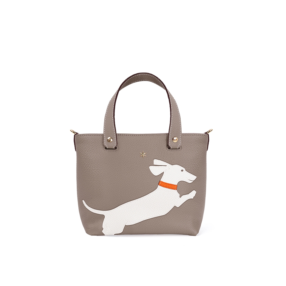 'En L'Air le Sac Téckel' Nappa Leather Handbag Warm Grey & Gold