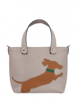 'En L'Air le Sac Téckel' Sac Cabas Cuir Nappa Perle & Or