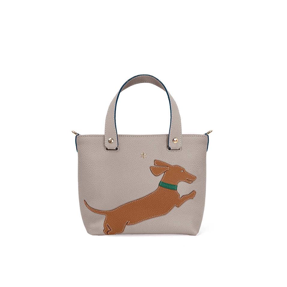 'En L'Air le Sac Téckel' Nappa Leather Handbag Pearl Grey & Gold