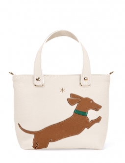 'En L'Air le Sac Téckel' Sac Cabas Cuir Nappa Crème & Or
