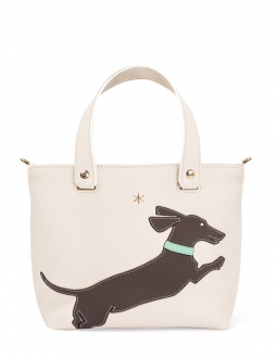 'En L'Air le Sac Téckel' Nappa Leather Handbag Cream & Gold