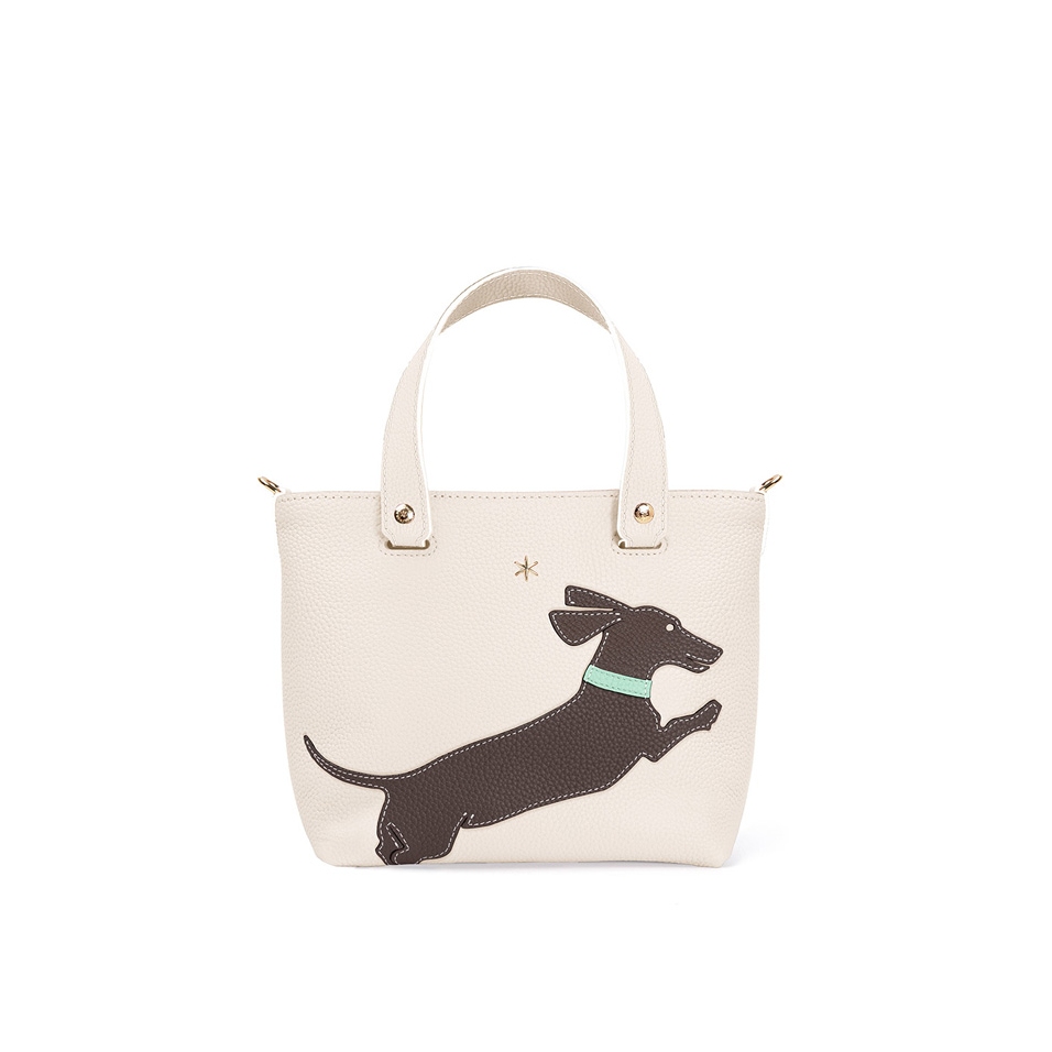 'En L'Air le Sac Téckel' Sac Cabas Cuir Nappa Crème & Or