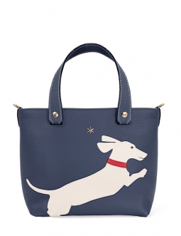 'En L'Air le Sac Téckel' Sac Cabas Cuir Nappa Marine & Or