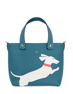 'En L'Air le Sac Téckel' Nappa Leather Handbag Indigo & Gold