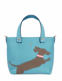 'En L'Air le Sac Téckel' Nappa Leather Handbag Sky Blue & Gold