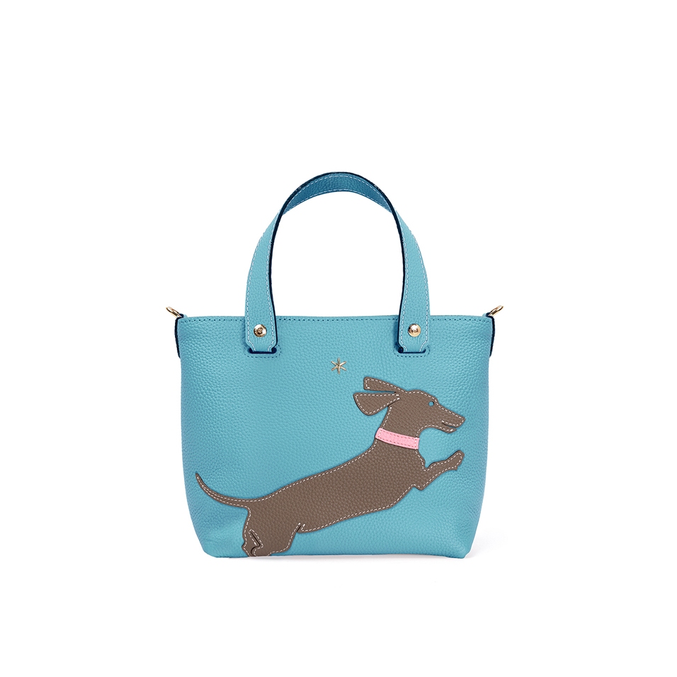 'En L'Air le Sac Téckel' Sac Cabas Cuir Nappa Azur & Or