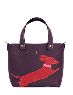 'En L'Air le Sac Téckel' Sac Cabas Cuir Nappa Cassis & Or