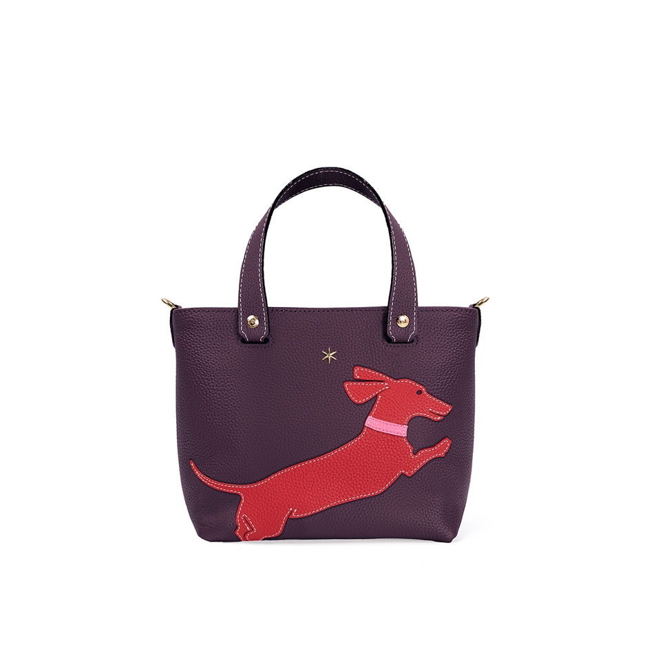 'En L'Air le Sac Téckel' Sac Cabas Cuir Nappa Cassis & Or