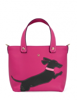 'En L'Air le Sac Téckel' Sac Cabas Cuir Nappa Fuchsia & Or