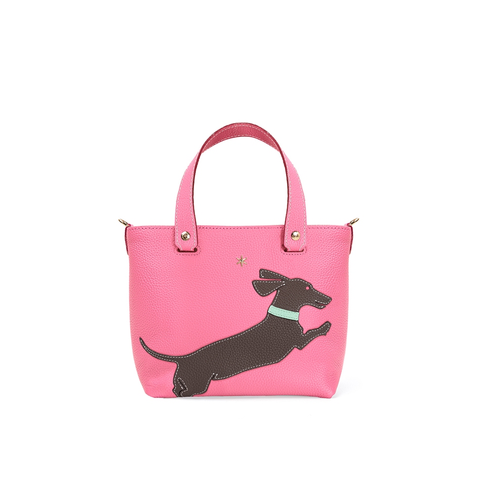 'En L'Air le Sac Téckel' Sac Cabas Cuir Nappa Fuchsia & Or