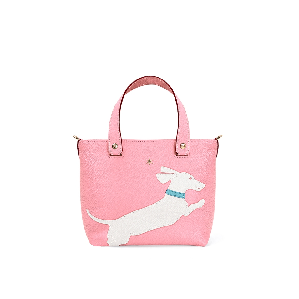 'En L'Air le Sac Téckel' Nappa Leather Handbag Light Pink & Gold