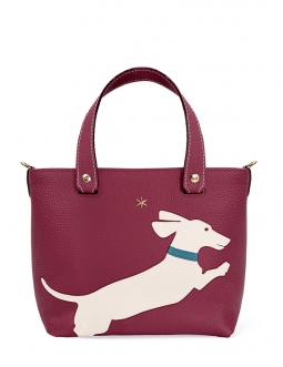 'En L'Air le Sac Téckel' Sac Cabas Cuir Nappa Bordeaux & Or