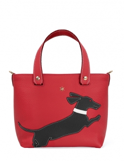 'En L'Air le Sac Téckel' Nappa Leather Handbag Red & Gold