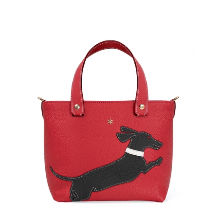 'En L'Air le Sac Téckel' Nappa Leather Handbag Red & Gold