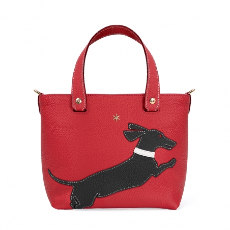'En L'Air le Sac Téckel' Nappa Leather Handbag Red & Gold