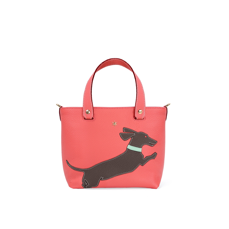 'En L'Air le Sac Téckel' Sac Cabas Cuir Nappa Pastèque & Or
