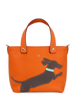 'En L'Air le Sac Téckel' Nappa Leather Handbag Orange & Gold