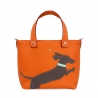 'En L'Air le Sac Téckel' Sac Cabas Cuir Nappa Orange & Or