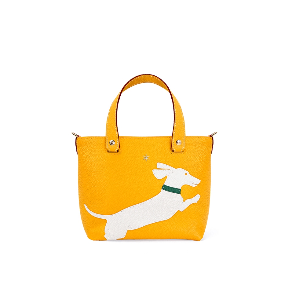'En L'Air le Sac Téckel' Sac Cabas Cuir Nappa Miel & Or
