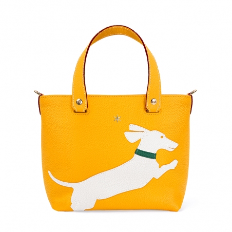 'En L'Air le Sac Téckel' Nappa Leather Handbag Yellow & Gold