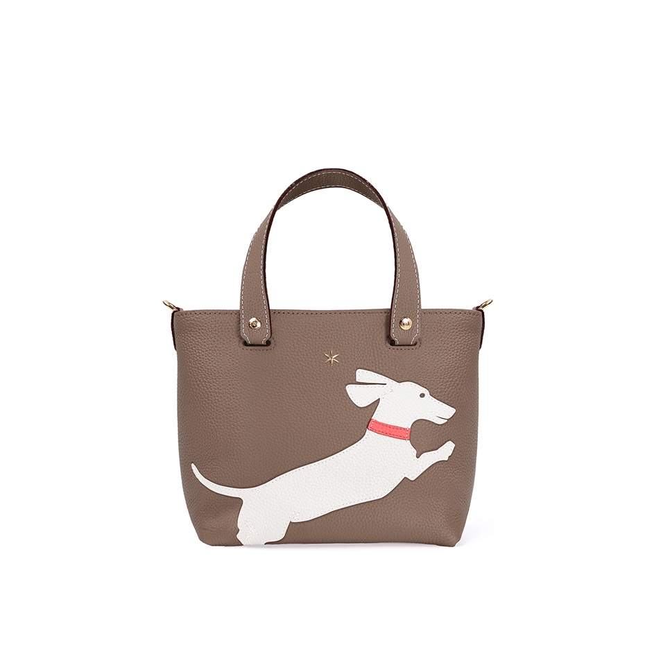 'En L'Air le Sac Téckel' Sac Cabas Cuir Nappa Volcan & Or