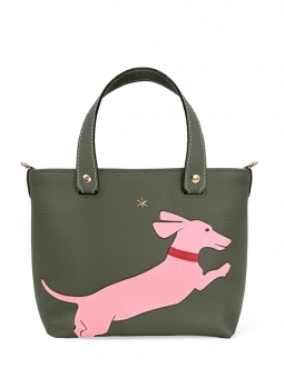 'En L'Air le Sac Téckel' Nappa Leather Handbag Taiga & Gold