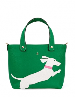 'En L'Air le Sac Téckel' Nappa Leather Handbag Green & Gold