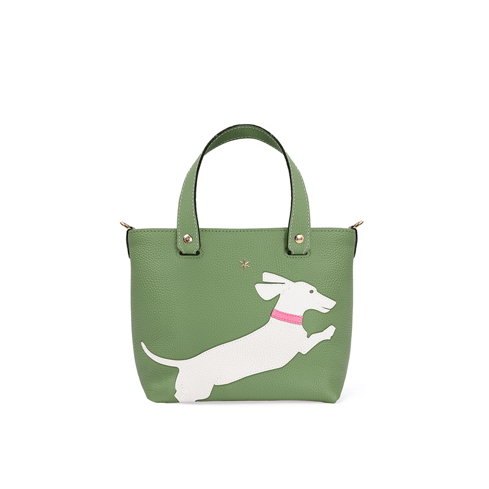 'En L'Air le Sac Téckel' Nappa Leather Handbag Asperge & Gold