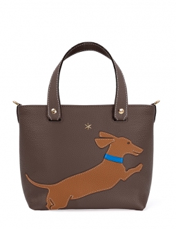'En L'Air le Sac Téckel' Nappa Leather Handbag Chocolate & Gold