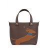 'En L'Air le Sac Téckel' Sac Cabas Cuir Nappa Chocolat & Or