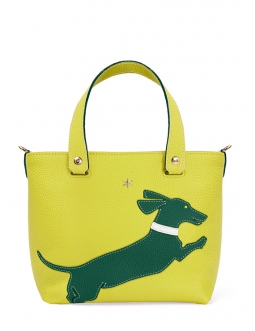 'En L'Air le Sac Téckel' Sac Cabas Cuir Nappa Paille & Or