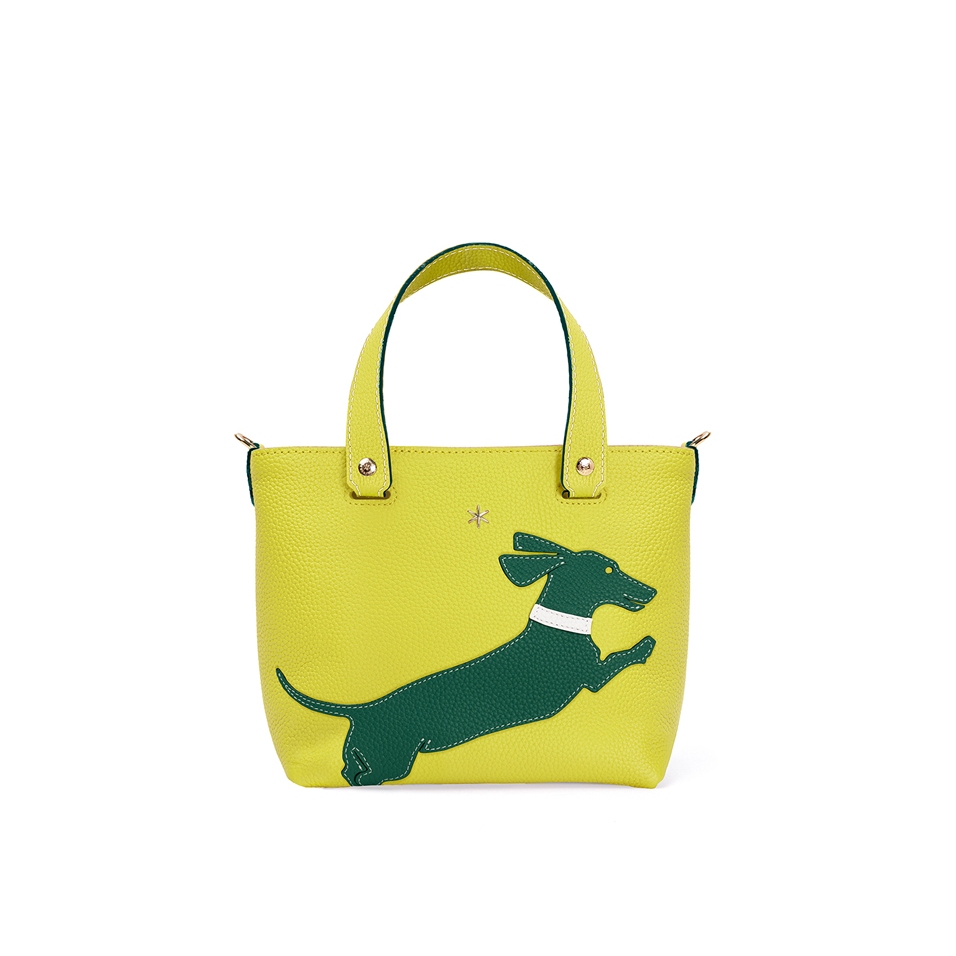 'En L'Air le Sac Téckel' Sac Cabas Cuir Nappa Paille & Or