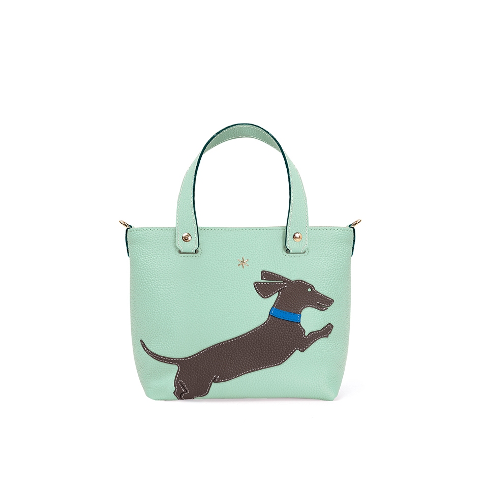 'En L'Air le Sac Téckel' Sac Cabas Cuir Nappa Opaline & Or