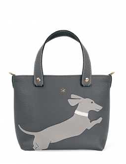 'En L'Air le Sac Téckel' Sac Cabas Cuir Nappa Ardoise & Or