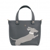 'En L'Air le Sac Téckel' Sac Cabas Cuir Nappa Ardoise & Or